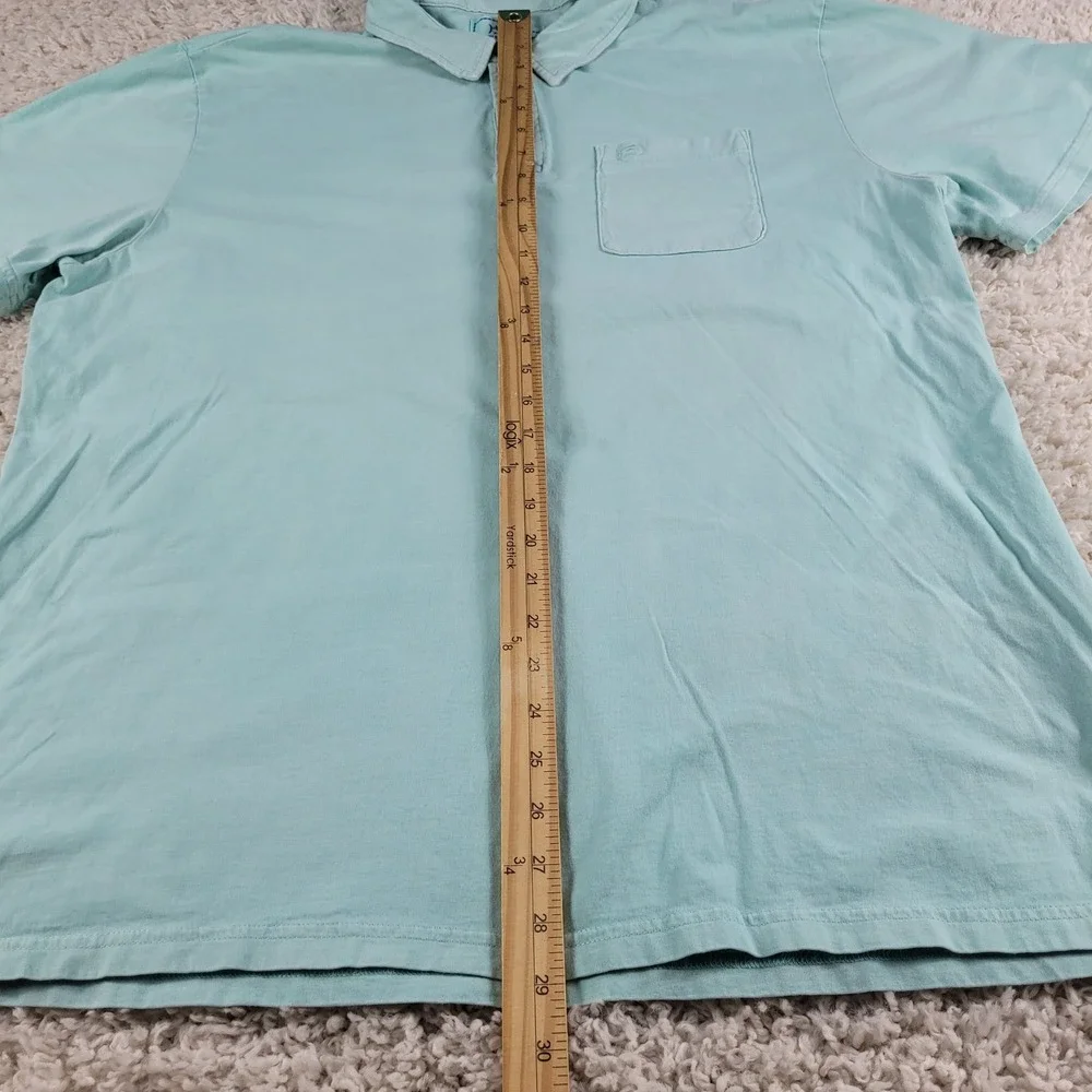 Southern Tide Polo Shirt Mens XXL Blue Green Mint Short Sleeve 100%Cotton Pocket